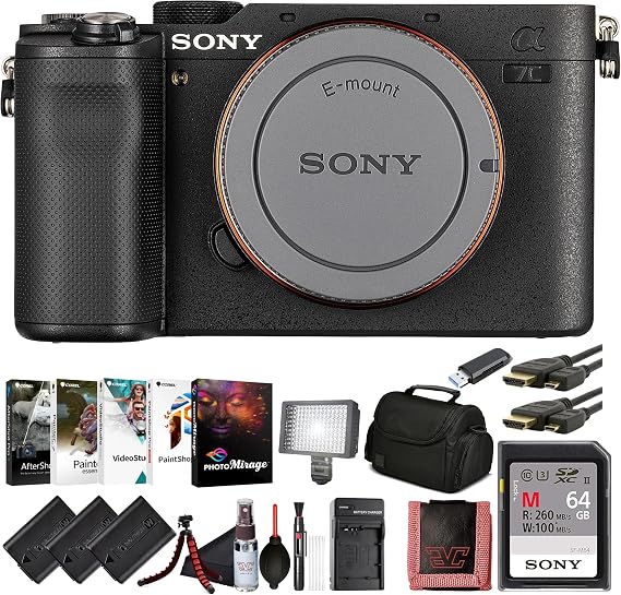 Sony 7C Full-Frame Mirrorless Camera Body Black (ILCE-7C/B) 24.2 MP Exmor R Sensor, 4K Video, Compact Design | 64GB Card, 2 x NP-FZ-100 Battery, Photo Software, Case, Card Reader and More