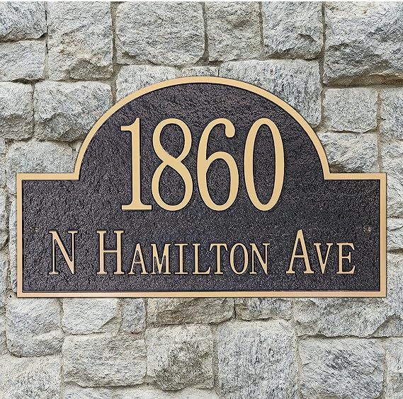 Vintage Arch Address Plaque, House Number Sign