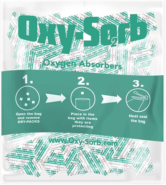 Oxy-Sorb 100cc Oxygen Absorbers for Food Storage 100 Packs, Preserving Food Freshness with Food Grade Oxygen Absorbers for Long-Term Storage, O2 Absorbers Food Grade for Mylar Bags,Mason Jars,Canning