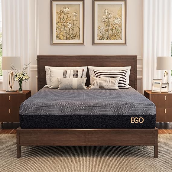 EGOHOME Twin 10 inch Copper Gel Memory Foam Mattress Pressure Relief Medium | Fiberglass Free, Back pain Relief, Graphene Tech Cover, ICA Endorsed, CertiPUR-US, Motion Isolation, Mattress in Box, Medium
