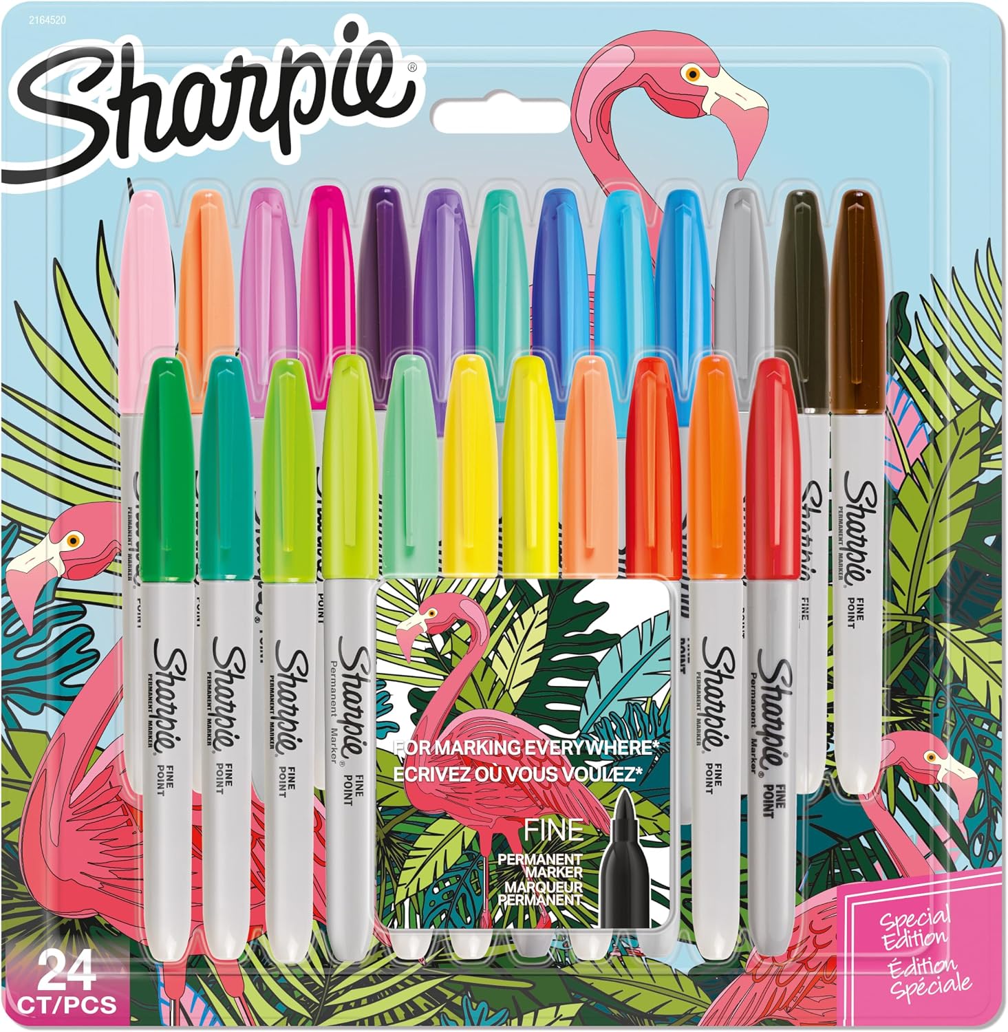 Sharpie Fine Permanent Marker Mixed Pack of 24, Flamingo