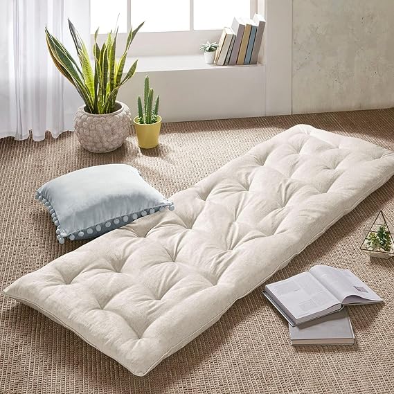Intelligent Design Foldable Lightweight Lounge Floor Pillow 27" x 74" Ivory