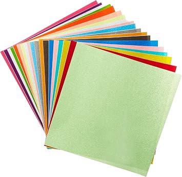 Styletech Self Adhesive Glitter Vinyl Sheets, 12 Inches, 19 Pack, 12 Inches by 12 Inches