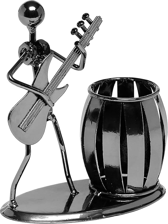 MyGift Guitar Pen Holder Desk Office Decor Gift For Men | Guitar Inspired Design, Music Theme Accent, Desktop Organization, Office Styling, Unique Gift For Musicians
