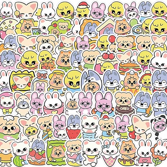 100PCS Cartoon Stickers, Waterproof SKZ-OO Cute Stickers with for Skz Fandom Girls, Anime Stickers Kpop Gifts for Music Lovers Laptop Water Bottle Phone Case Skateboard Scrapbook Decor