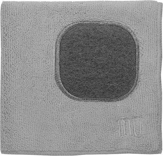 Microfiber Dishcloth With Built-In Scrubber, 12 by 12-Inches, Nickel