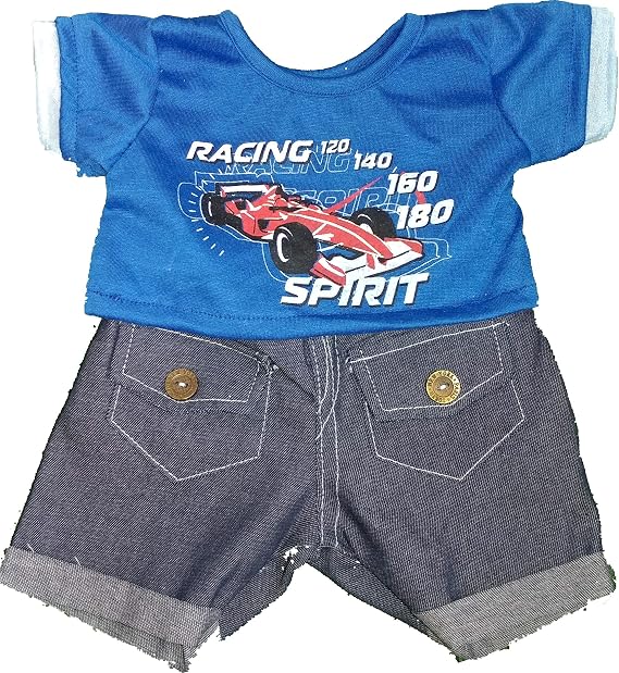 Cool Racecar Outfit Fits Most 14"-18" Build-a-Bear and Make Your Own Stuffed Animals