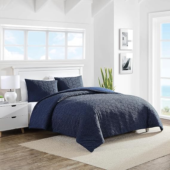Nautica - King Comforter Set, Soft & Cozy Microfiber Bedding with Matching Shams, All Season Bedding Set, Oeko-Tex Certified (Point Harbor Navy, King)