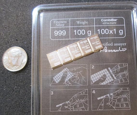 Valcambi Suisse 5 x 1 Gram 99.9% Sterling Silver Combo Bar