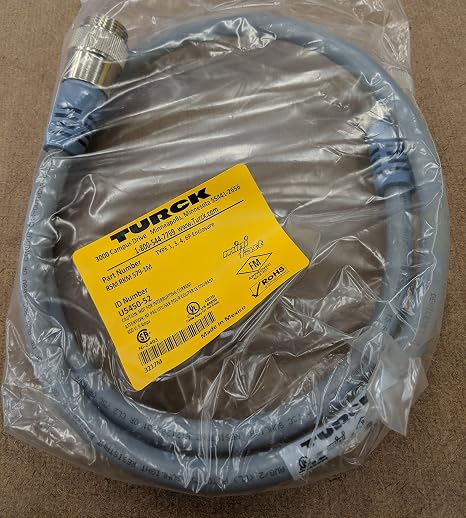 Turck Rsm Rkm 579-1m 1 Meter Length, 7/8" Minifast, Cordset, Devicenet, Double Ended, Grey Pvc Jacket, Nickel Plated Brass Coupling, No Leds, Straight Female Connector, Straight Male Connector, U5450-