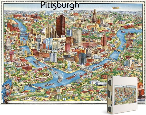 1000 Piece Adult Jigsaw Puzzle | 1978 | Pittsburgh | Pennsylvania | Unique Gift | Jigsaw Games | Pittsburgh Puzzle Map