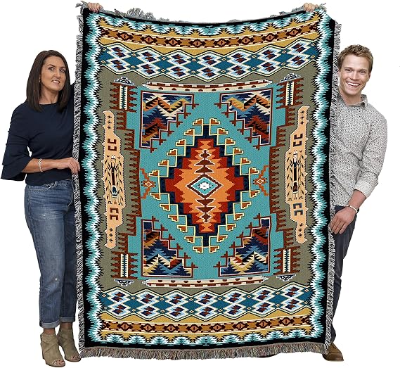 Pure Country Weavers Painted Hills Sky Blanket - Southwest Native American Inspired - Gift Tapestry Throw Woven from Cotton - Made in the USA (72x54)